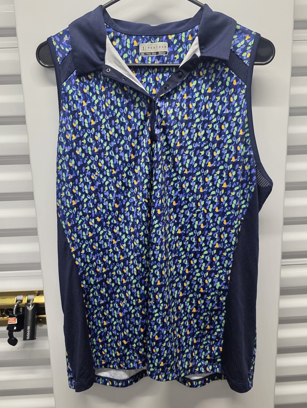 PGA Tour Navy Sleeveless Top Blue Paisley Golf Tennis Athleisure Women XXL